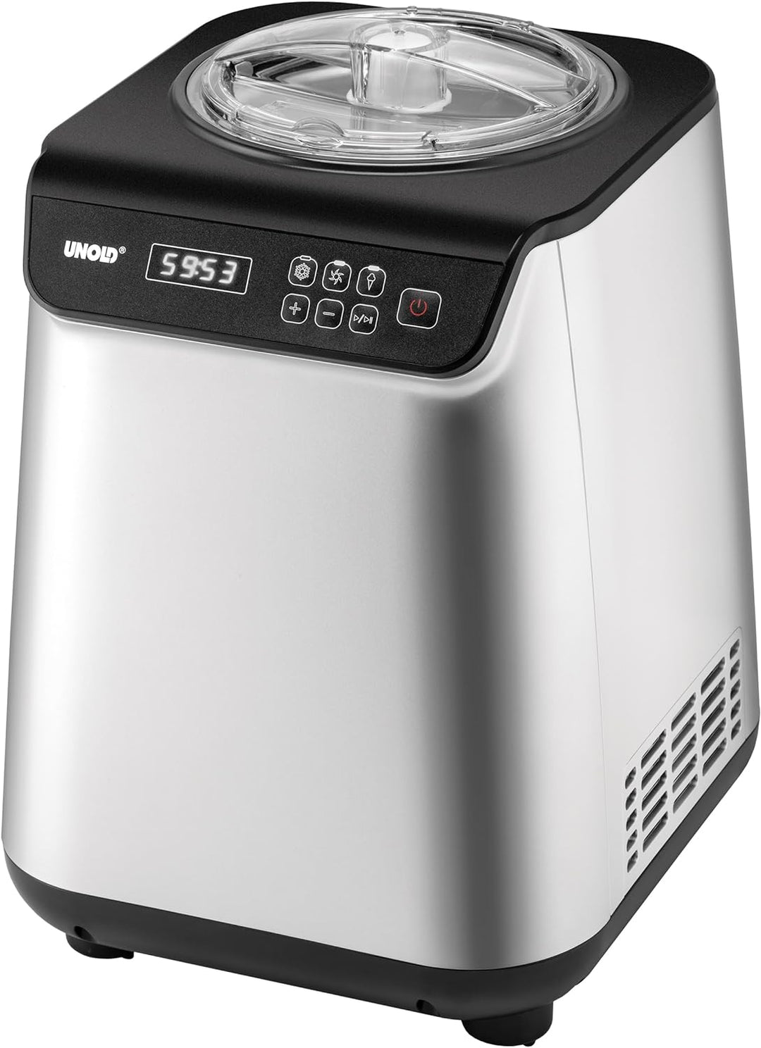 Unold EISMASCHINE UNO, mit Kompressor, 1,2 Liter Volumen, Edelstahl-Eisbehälter, mit Timer, 18/8, 1.