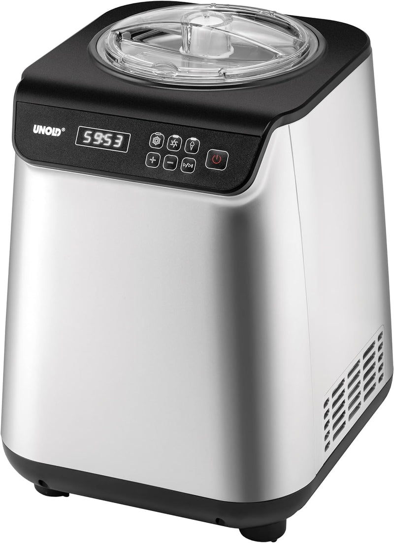 Unold EISMASCHINE UNO, mit Kompressor, 1,2 Liter Volumen, Edelstahl-Eisbehälter, mit Timer, 18/8, 1.