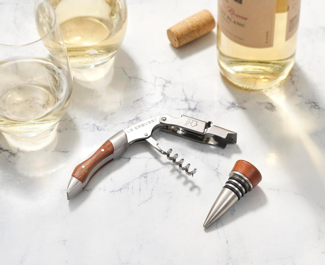 Le Creuset Kellnerkorkenzieher und Verschluss - Geschenkset, GS 190, Kunststoff, Holz, 5981401220956
