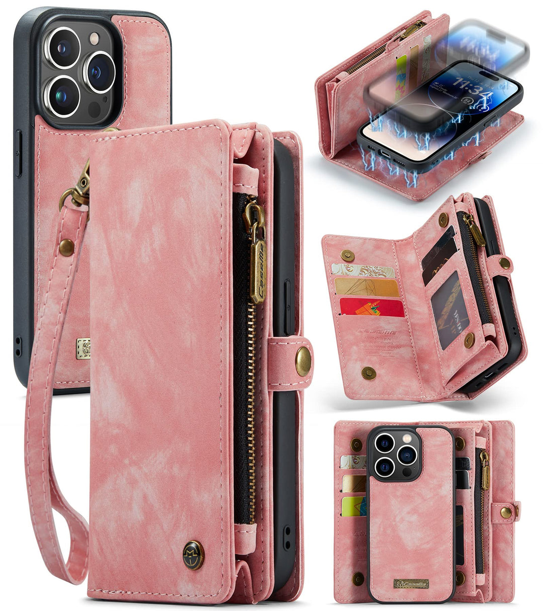 UFinetech iPhone 14 Pro Hülle, Flip Leder TPU Stossfeste Kartenfach Tasche Handyhülle iPhone 14 Pro(
