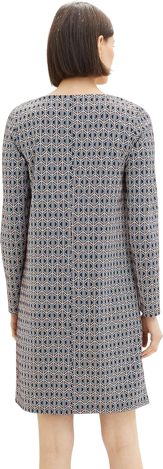 TOM TAILOR Damen Kleid mit Muster 38 33953 - Geometrics Ck Jacquard, 38 33953 - Geometrics Ck Jacqua