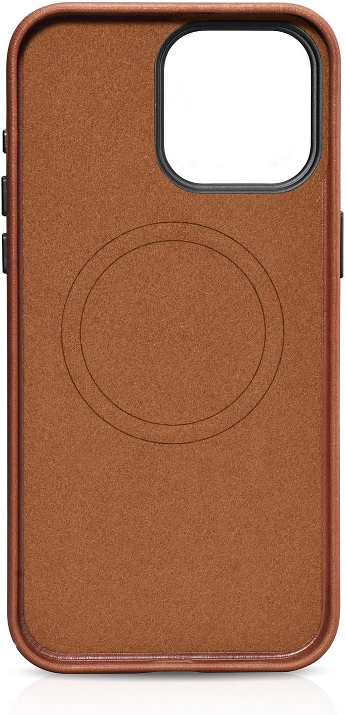 Hülle für iPhone 15 PRO MAX (6,7"), Cover mit Leder, Braun Vint. | Handyhülle kompatibel mit MagSafe