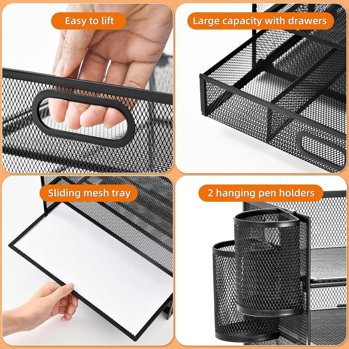 5-Fach Schreibtisch Organizer mit Schublade, Mesh Schreibtisch Datei Organizer mit Griff, Papier Sor