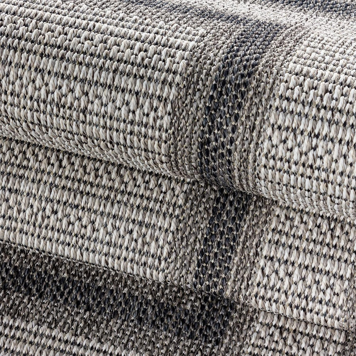 In- &amp; Outdoor Teppich Robuster, Modern Bordüre Design, Rechteckig, Creme und Grau Farbe, Flachgewebe