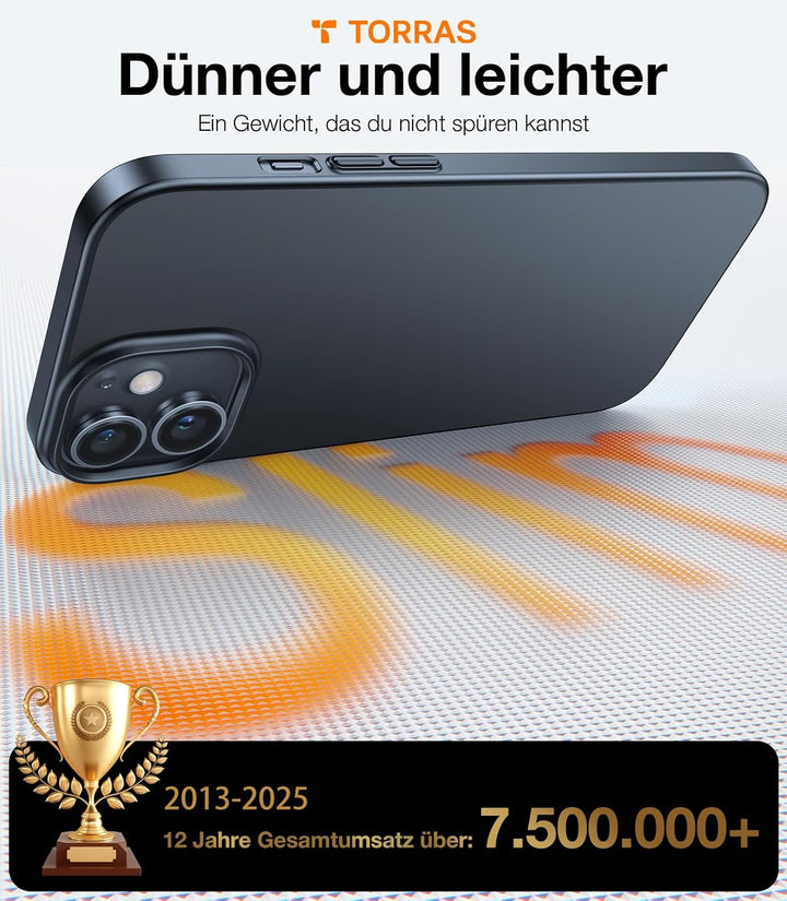 TORRAS Ultra Dünn für iPhone 12 Mini Hülle (mit 2 Schutzglas) Unzerbrechlich Schutz, Exzellente Samt
