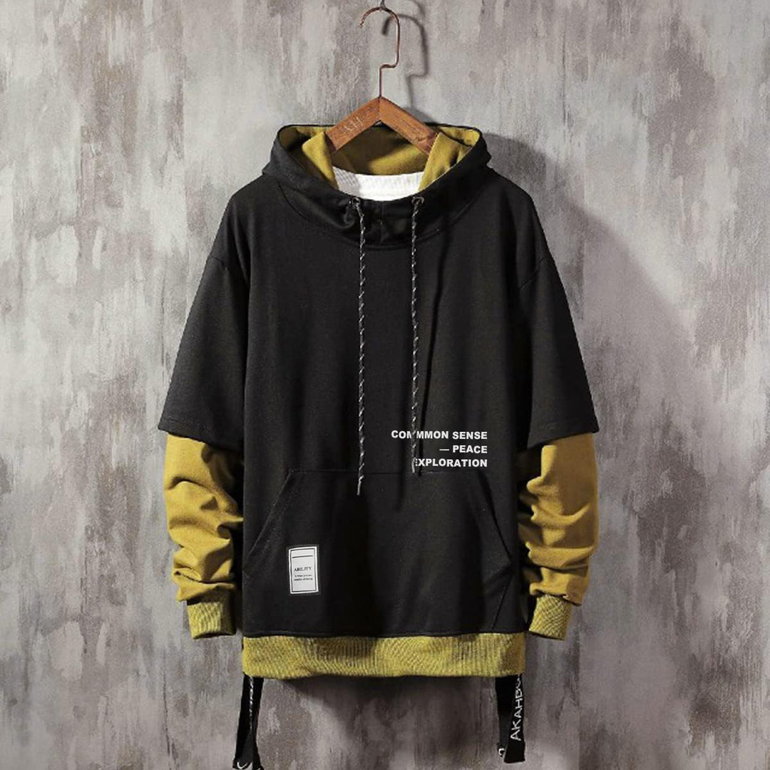 Moshtashio Kapuzenpullover für Herren, Patchwork Hoodie mit Kontrastfarbe Langarm Basic Sweatshirt P
