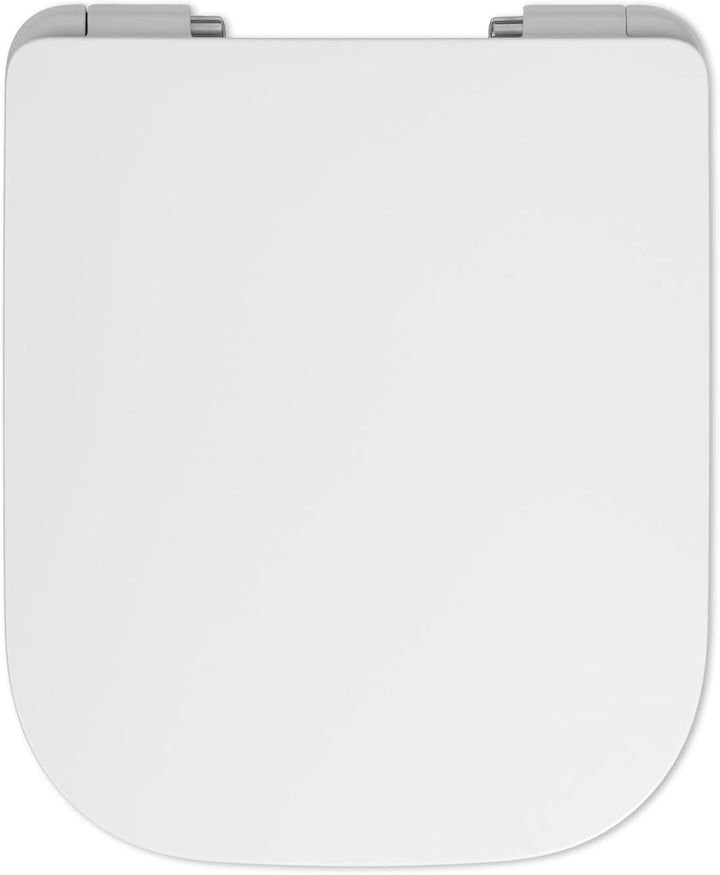 VIGOUR Derby WC Sitz DESIAS D-Form Weiss Absenkautomatik Edelstahlscharnier Softclose | NEU