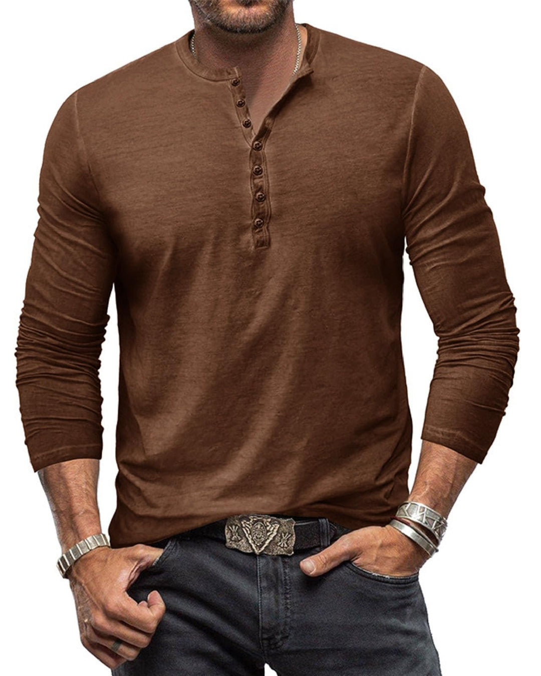 Henley Shirt Herren Langarm Langarmshirt Herren Longsleeve T Shirt Vintage Tshirt Baumwolle Longshir