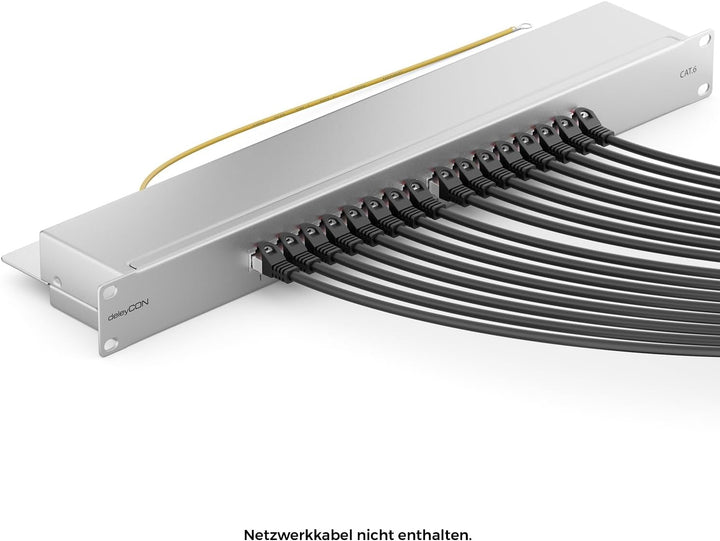 deleyCON CAT 6 Patchpanel Verteilerfeld 16 Port - Desktop 19" Zoll Rackeinbau Servermontage - RJ45 -