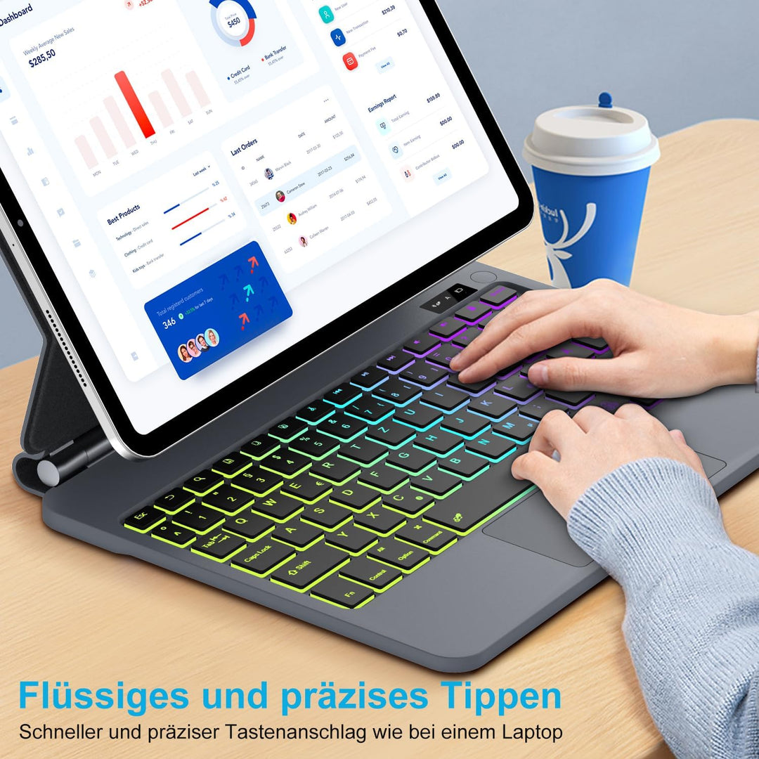 JADEMALL Magic Keyboard for iPad 10 Generation 10,9 Zoll,11 Generation 2025 A16 11 Zoll - Deutsches