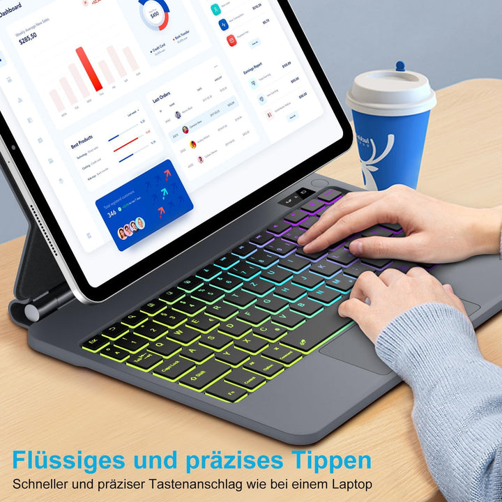 JADEMALL Magic Keyboard for iPad 10 Generation 10,9 Zoll,11 Generation 2025 A16 11 Zoll - Deutsches
