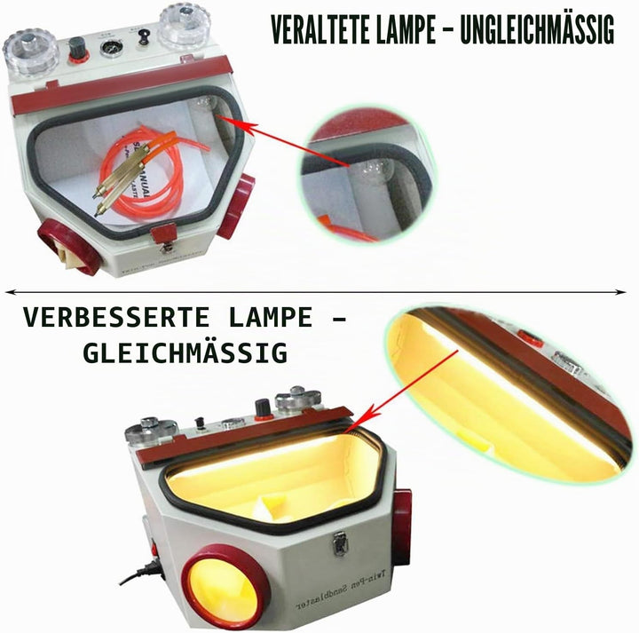 220V Sandstrahler, 50W Dental-Sandstrahlgeräte, Sandstrahlgeräte mit zwei Stiften und LED-Lichtleist