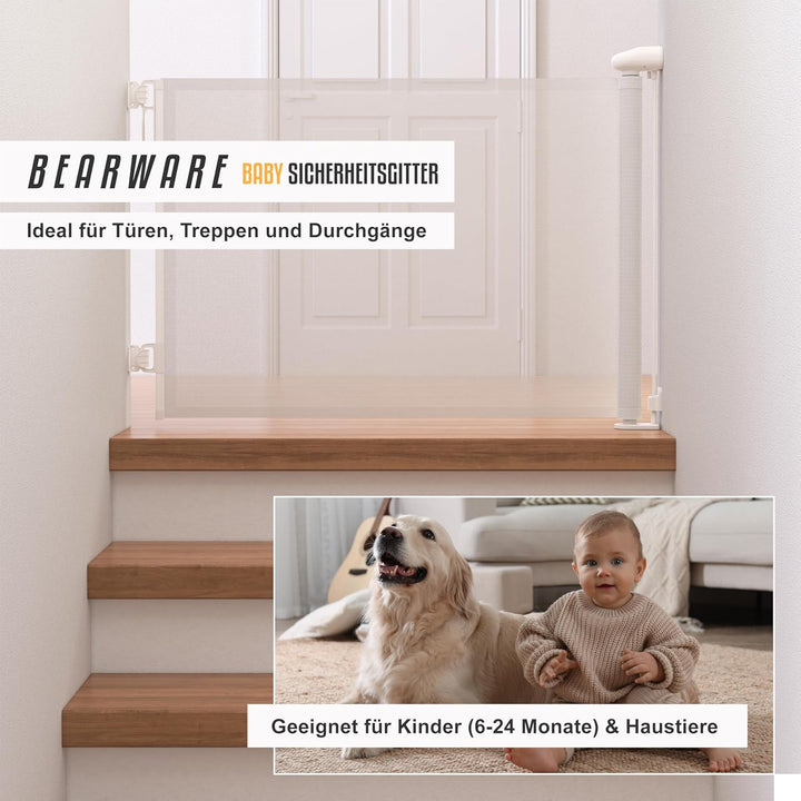 CSL - Schutzgitter Treppe Baby – Baby Schutzgitter für Treppen und Türen – bis zu 180 cm – Kindersic