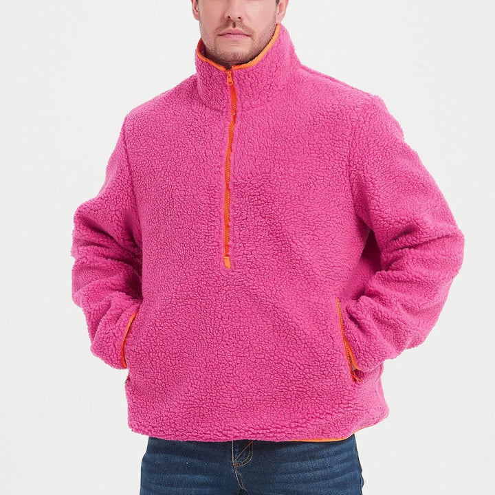 KuschelFleece Pullover für Herren Sweatshirt mit Teddyfell Kuschelpulli Flauschig Teddyfleece Kapuze