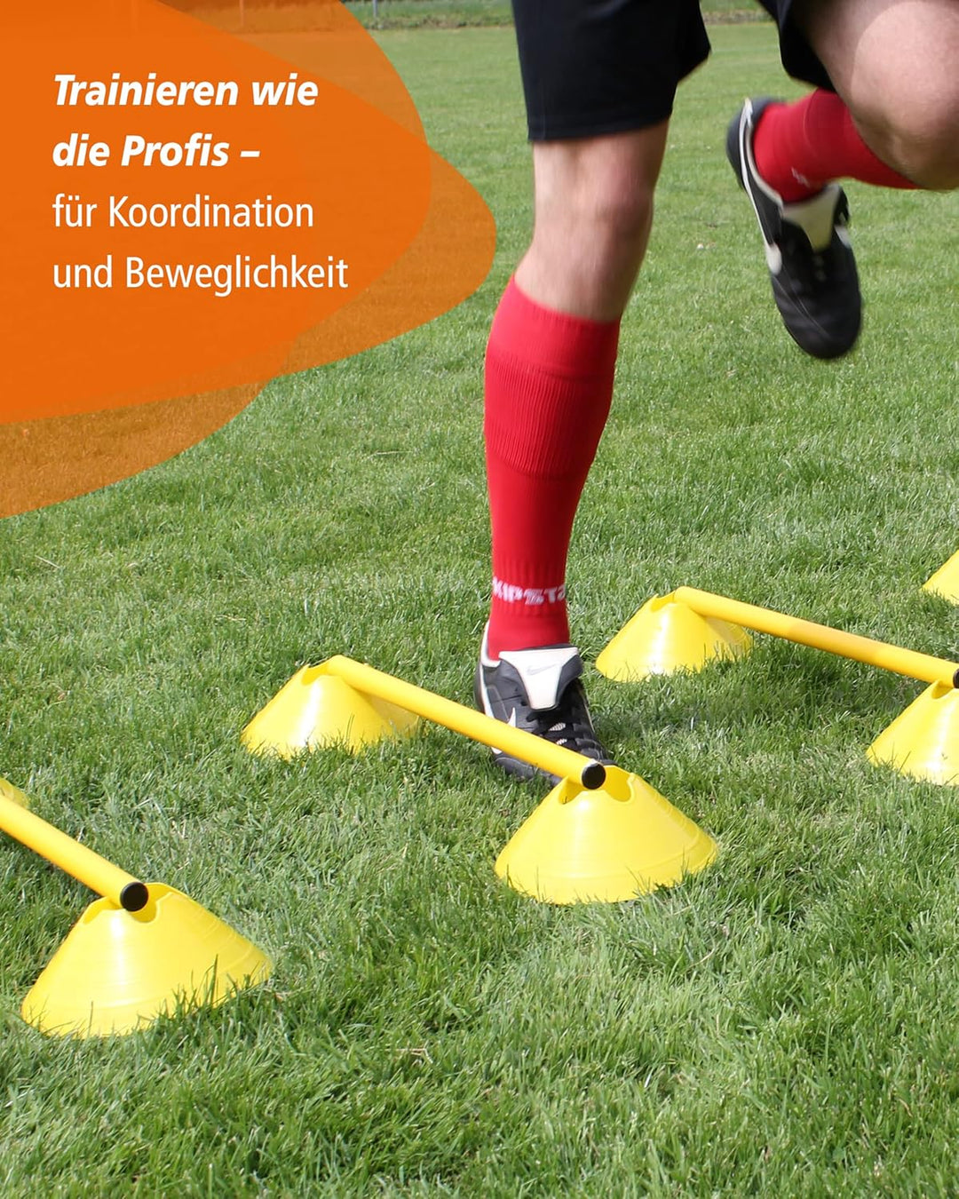 Cavaletti Mini-Hürden 5er Set – Mulden Gelb & Stangen Orange – sichere Trainingshürden für Hunde – A