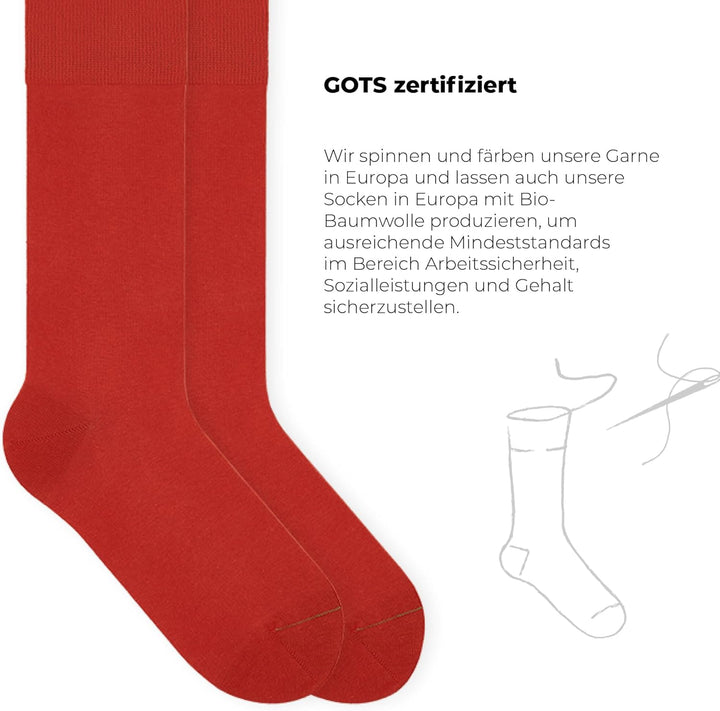 von Jungfeld - Herren Socken/Strumpf Herrensocken 3er-Pack einfarbig 39-42 Rot, 39-42 Rot