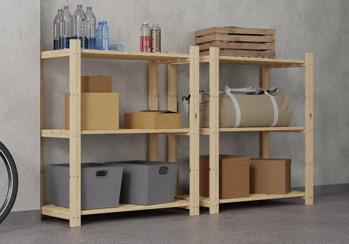 Lenmar Serie B Holzregal, Kiefer, Holz, Hellbeige, B-21 90 x 80 x 40 cm, 5 Böden, Bücherregal, Holzr