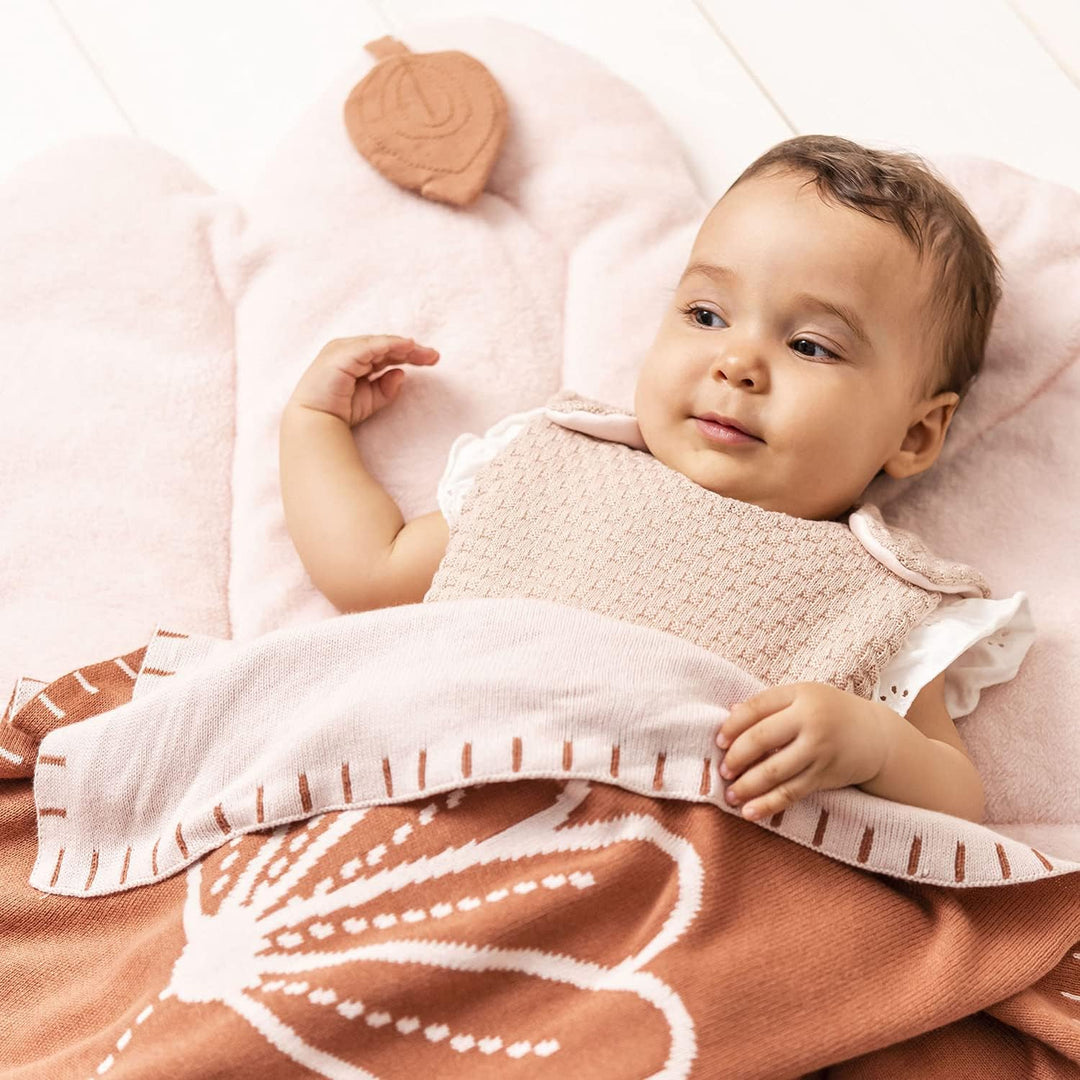 Nattou Strickdecke aus 100 % Baumwolle (Strick), Zum Wenden, 100 x 75 cm, Susie und Bonnie, Rosa/Bra