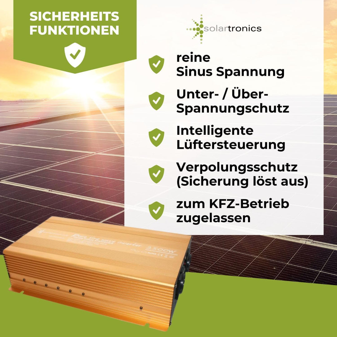 Wechselrichter - Spannungswandler 12V 300 bis 3000 Watt reiner SINUS mit echtem Power USB 2.1A Gold