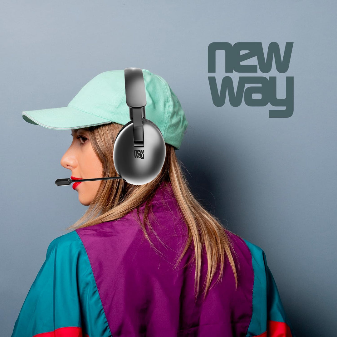 NEWWAY NH251 Kabelloser Audio-Kopfhörer – einziehbares Mikrofon – Triple Mode WiFi 2,4 GHz/BT/3,5 mm