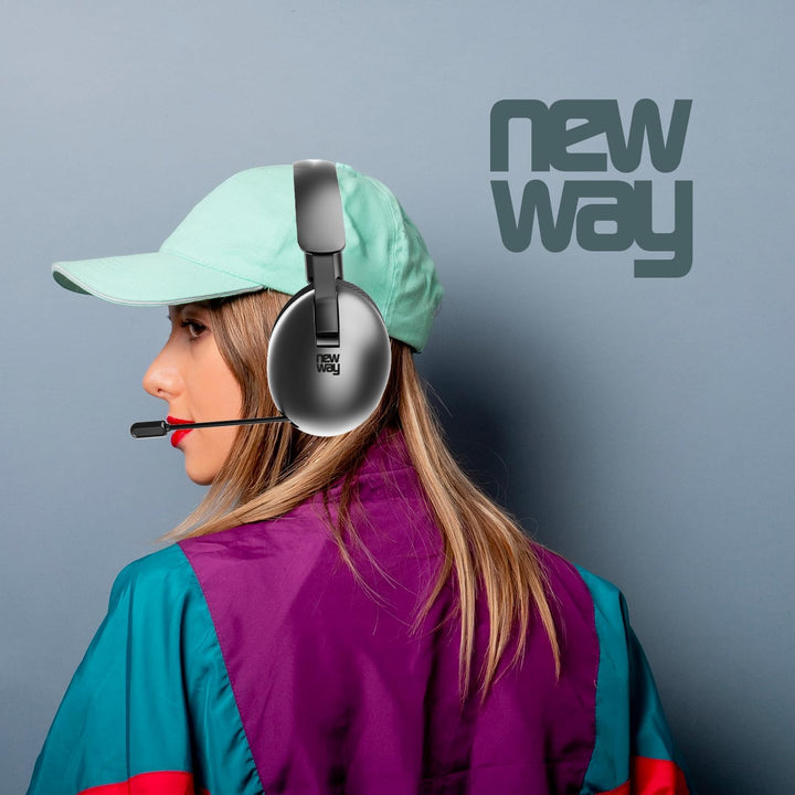 NEWWAY NH251 Kabelloser Audio-Kopfhörer – einziehbares Mikrofon – Triple Mode WiFi 2,4 GHz/BT/3,5 mm