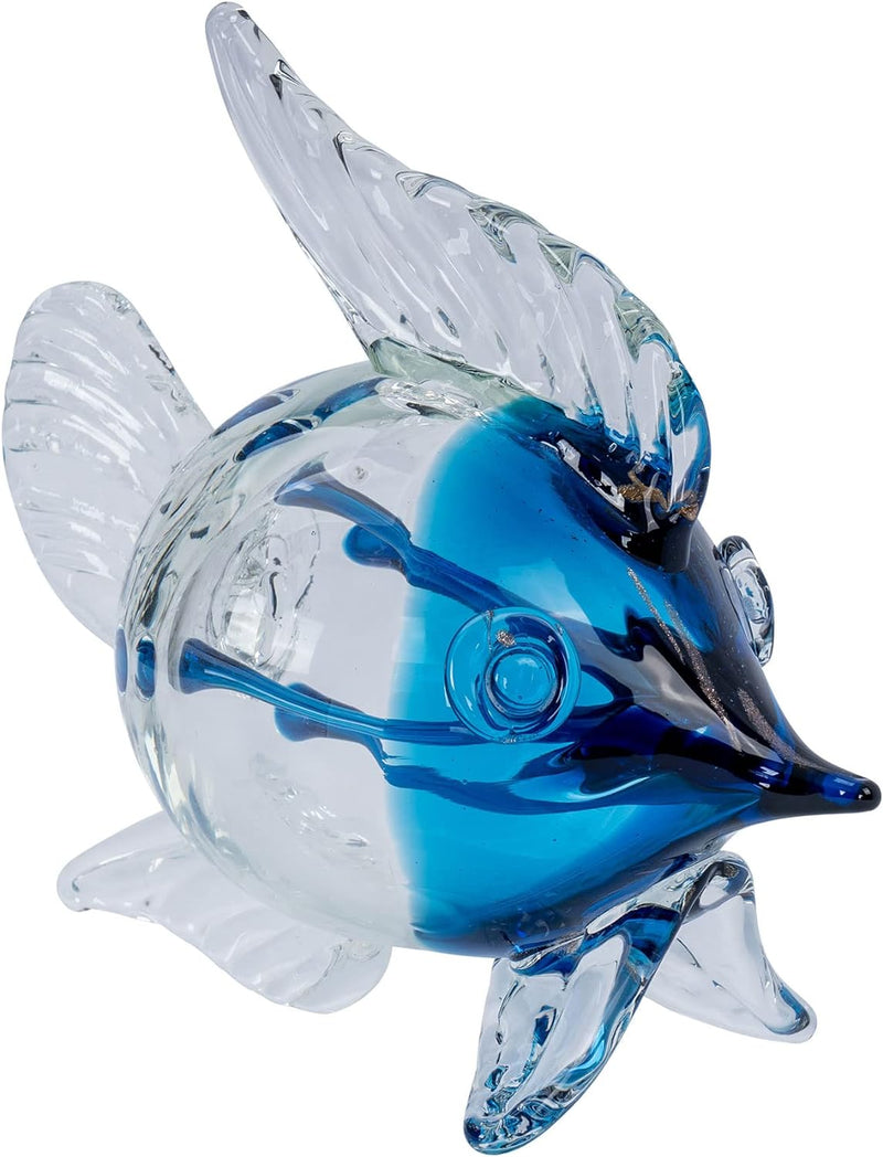 levandeo Deko Fisch H19cm Glas Skulptur Tischdeko Maritim Deko Aufsteller Glasfigur Blau Wohndekorat