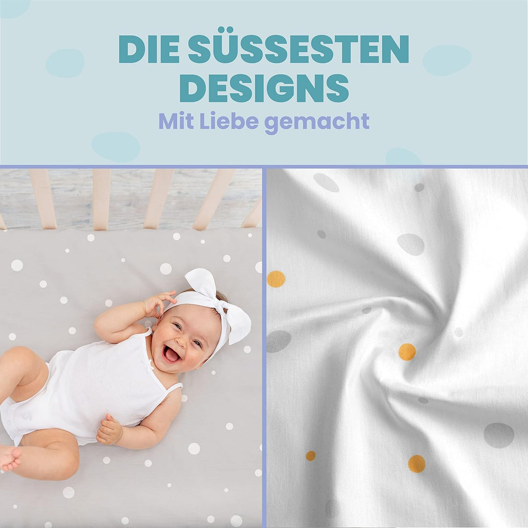 2X Spannbettlaken aus 100% Baumwolle mit Gummiband - 1X Matratzenschoner aus 100% wasserdichtem Mate