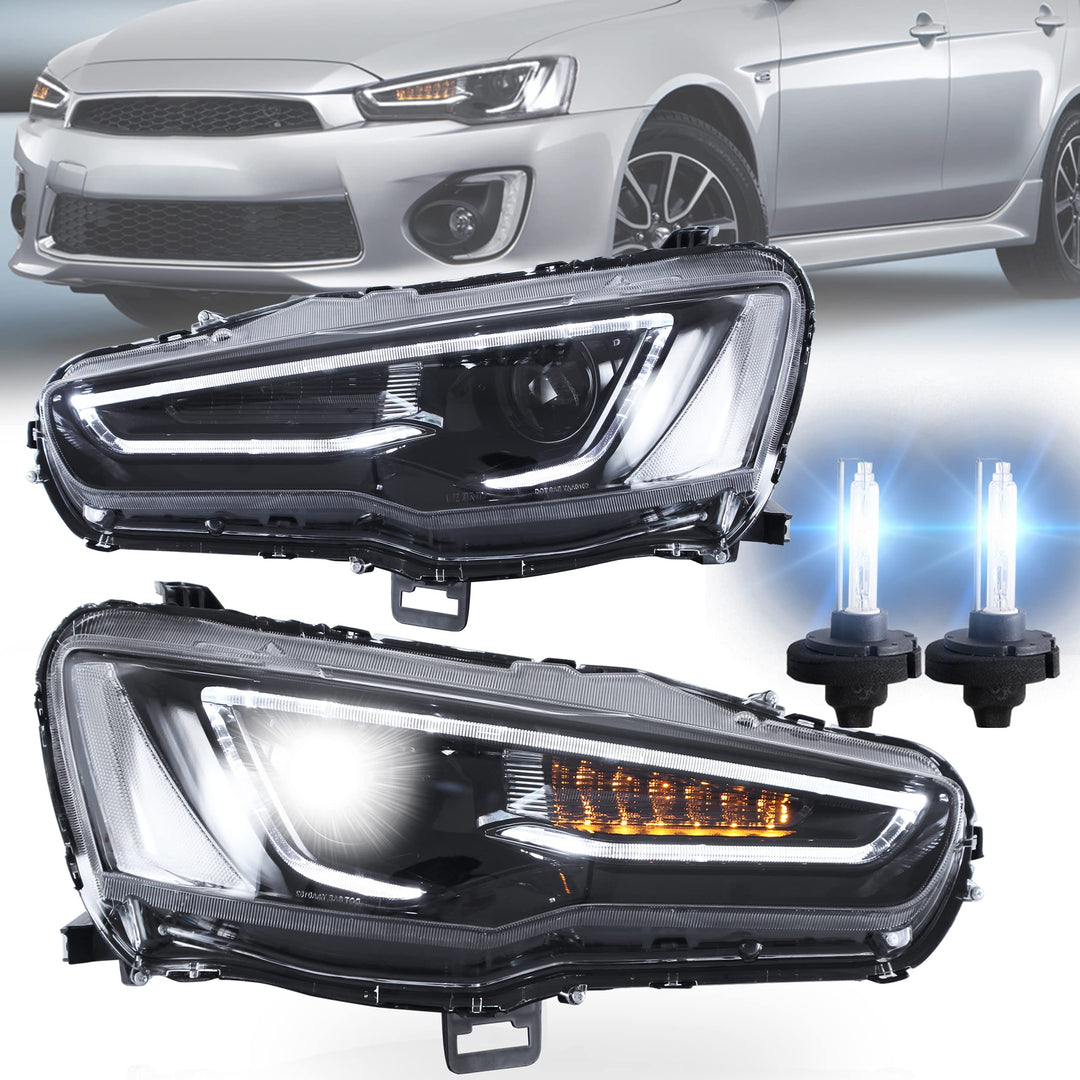 VLAND Scheinwerfer passend für EVO X & Lancer 2008-2020 Ersatzscheinwerfer mit dynamischer Anzeige,