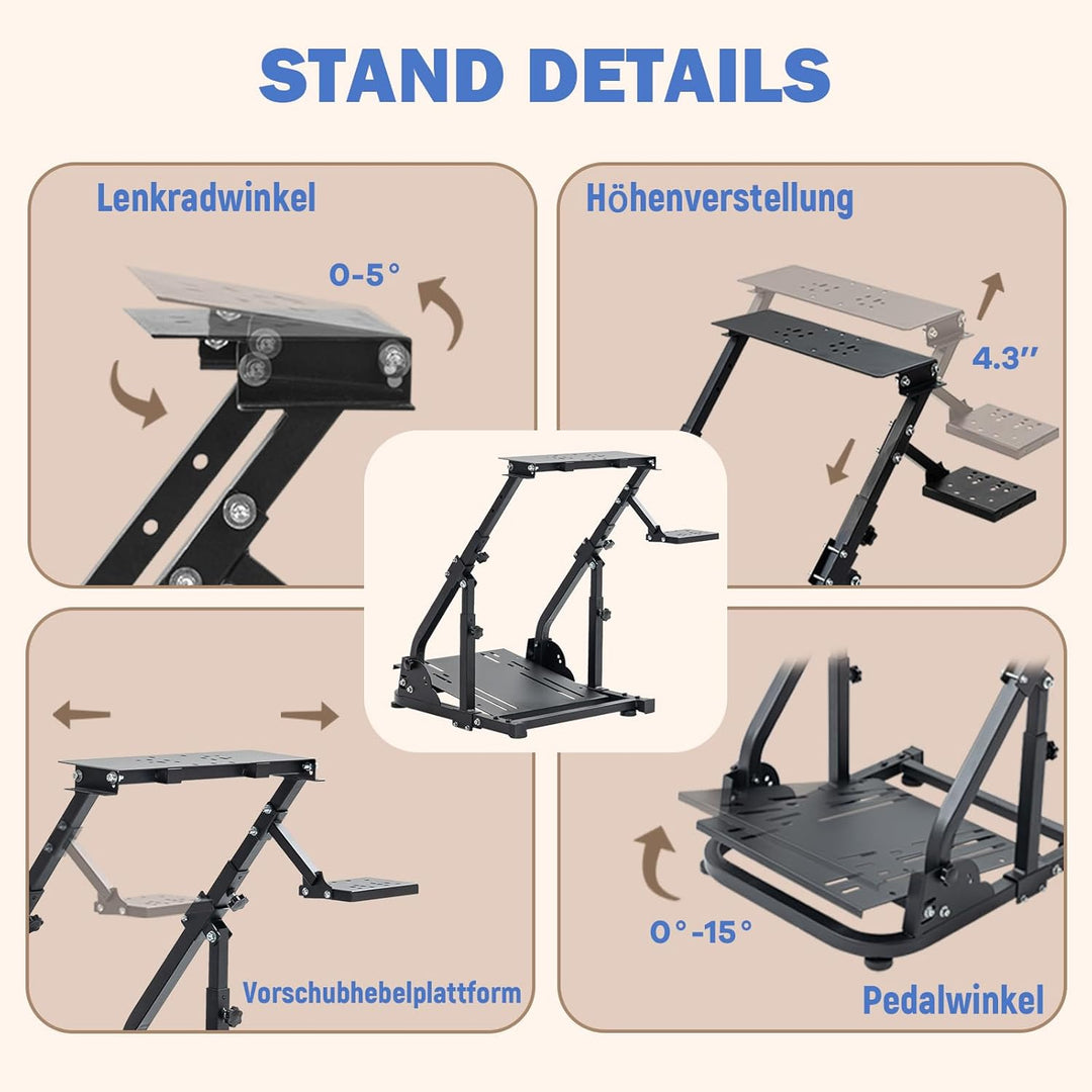 Minneer Racing Wheel Stand Lenkradständer Ultra-stabil 4 Stützarme passend für Logitech G25 G27 G29