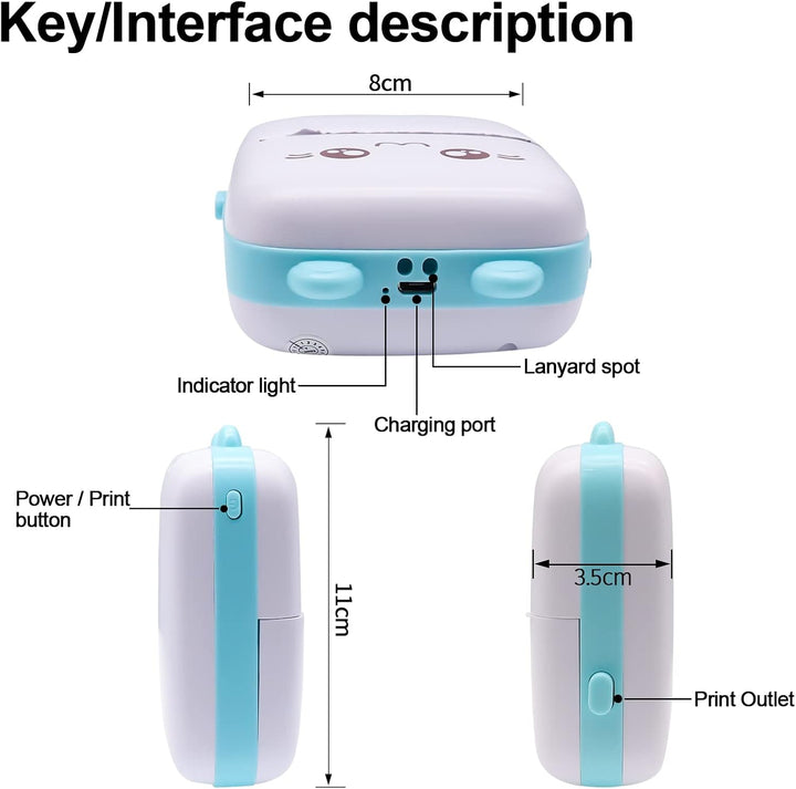 PNGOS Mini Printer, Mobile Photo Printer, Bluetooth Thermal Printer, Compatible with iPhone, iOS, An