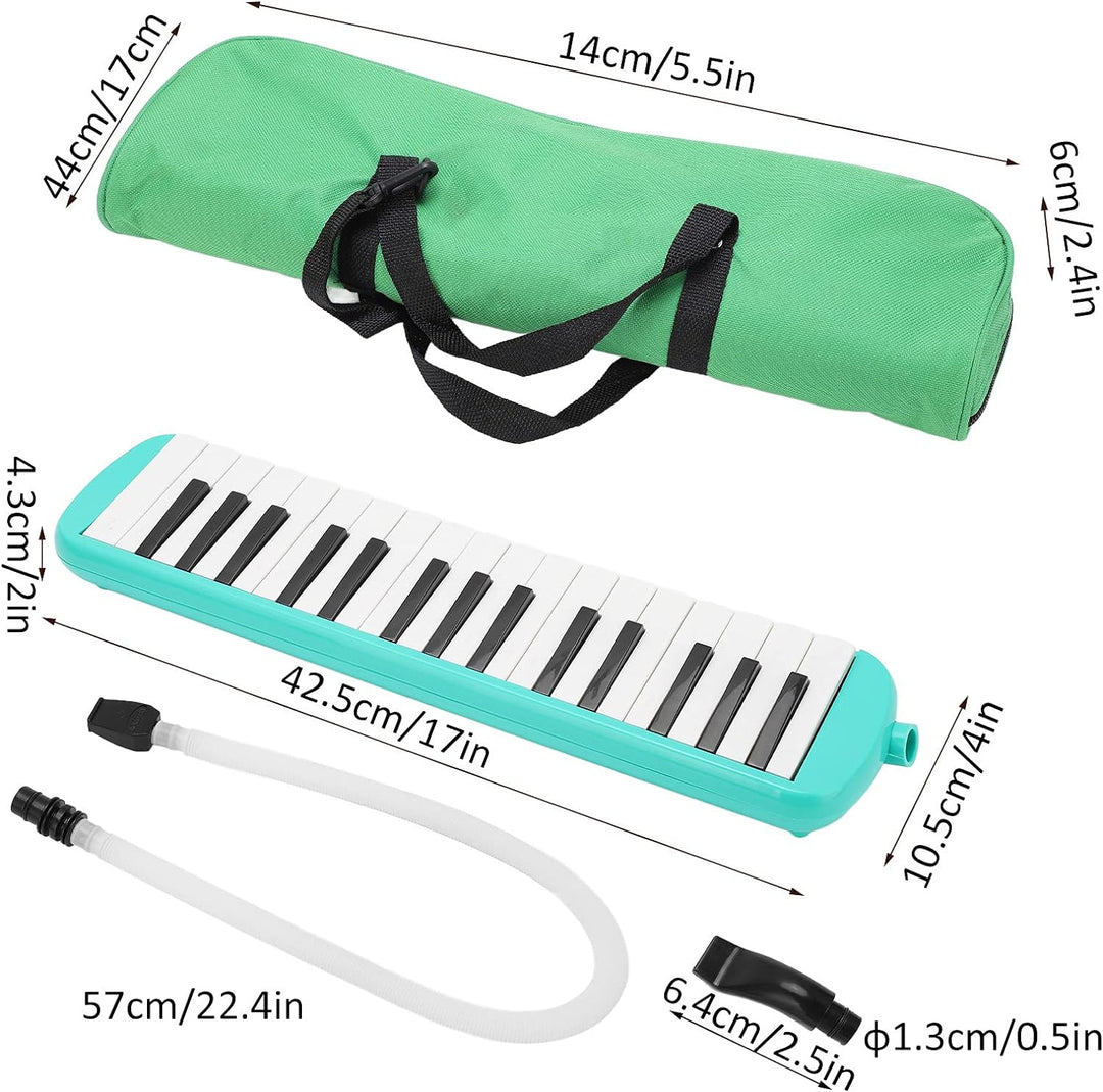 32 Tasten Air Piano Keyboard Melodica Instrument mit Kurzem Mundstück Weiche Blasrohr-Tuch-Tragetasc