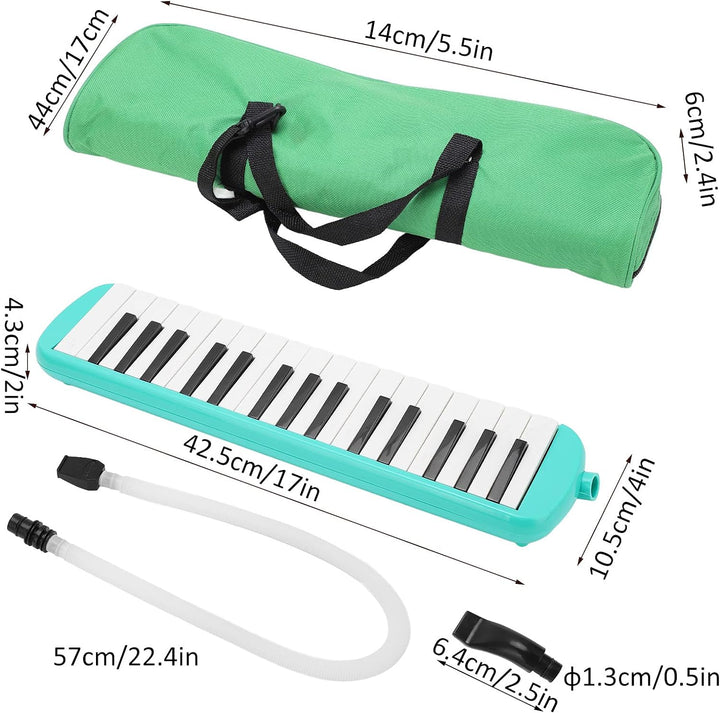 32 Tasten Air Piano Keyboard Melodica Instrument mit Kurzem Mundstück Weiche Blasrohr-Tuch-Tragetasc