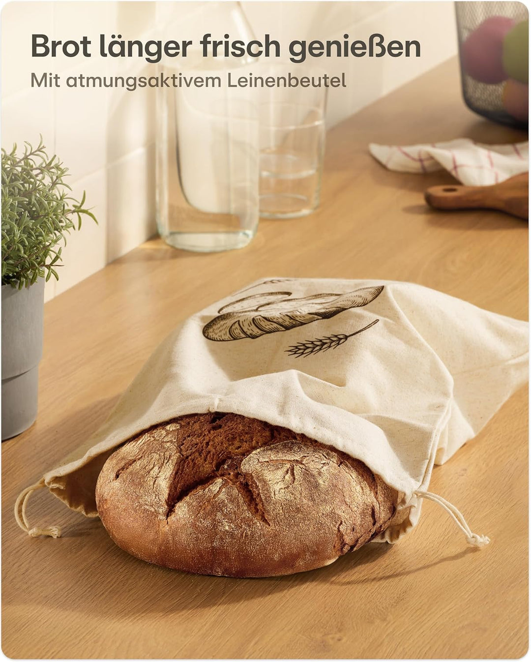 Praknu Gusseisen Topf für Brot Backen Set (26 cm Brottopf) – Inkl. Gärkorb, Brotbeutel & Brotbacktop