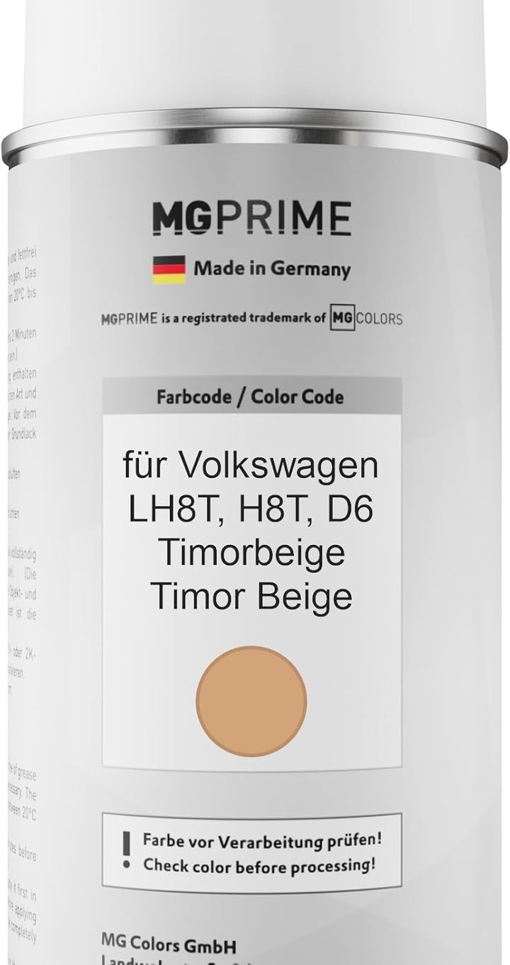 MG PRIME Autolack Sprühdosen Set für Volkswagen VW LH8T / H8T / D6 Timorbeige/Timor Beige Basislack