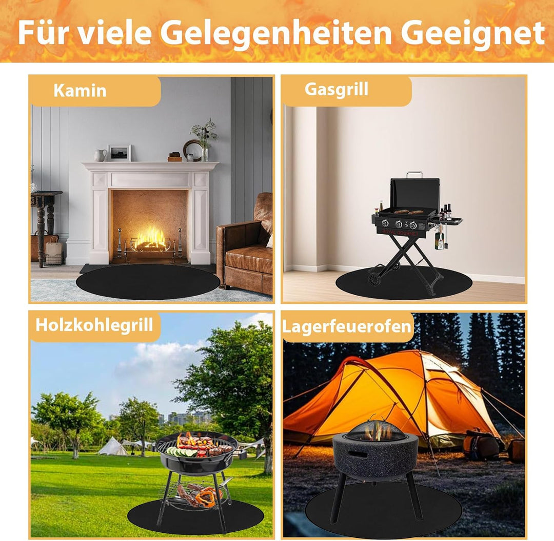 Qivine 120cm Grillmatte Bodenschutz Rund, Antihaf Grill Unterlage Boden Wiederverwendbar, Hitzebestä