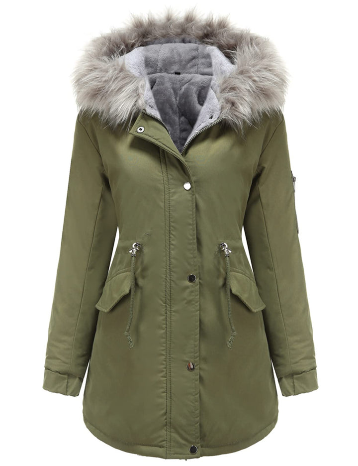 Tuopuda Winterjacke Damen Lang Wintermantel Warm Winter Jacke mit Kapuze Reissverschluss Parka Fleec