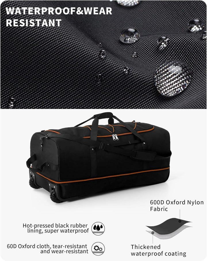 Vomgomfom 32" 110L Erweiterbar 140L Reisetasche mit 2-Inline-Rädern, Faltbare Extra Grosse Sporttasc