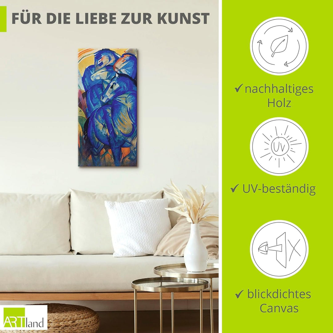 ARTland Leinwandbild Wandbild Bild auf Leinwand 30x60 cm Wanddeko Abstrakte Kunst Tiere Turm der bla