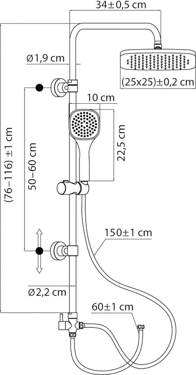 'aquaSu® Duschsystem Otare mit Regendusche & Handbrause | eckig | Handbrause & Kopfbrause mit je 1 S