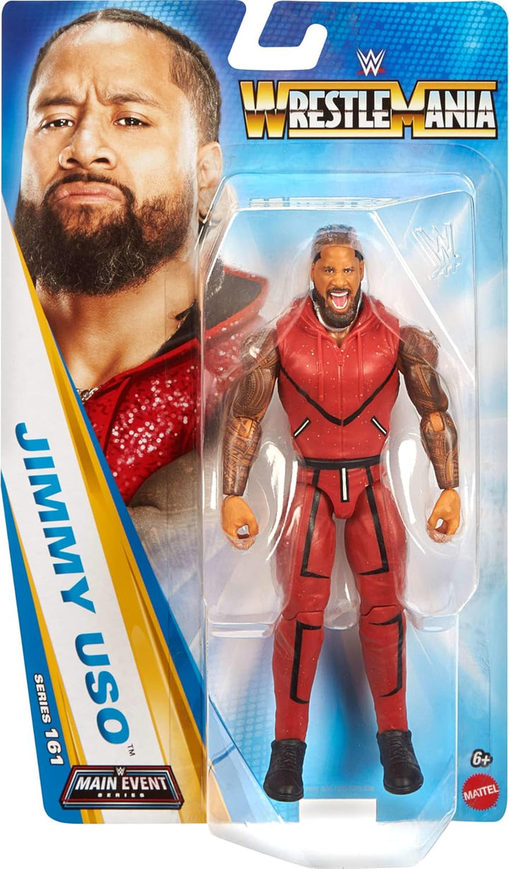 Mattel WWE Jimmy USO Actionfigur, Hauptkampf-Serie #161, ca. 15 cm grosse Superstar-Sammelfigur mit