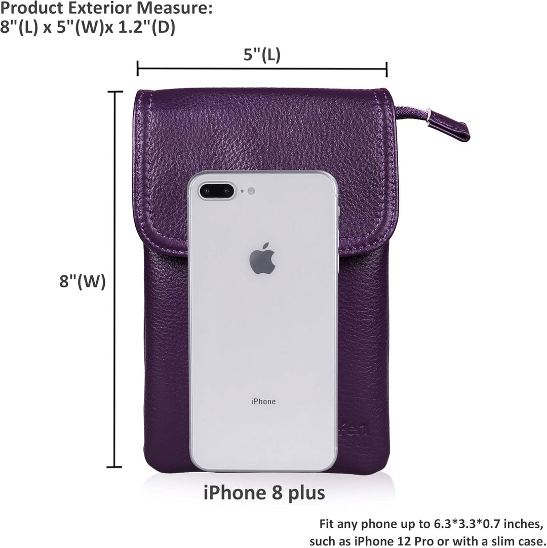 befen Echtleder Handytasche zum Unhängen Damen, Handytasche mit Geldbörse zum Umhängen Kleine Umhäng