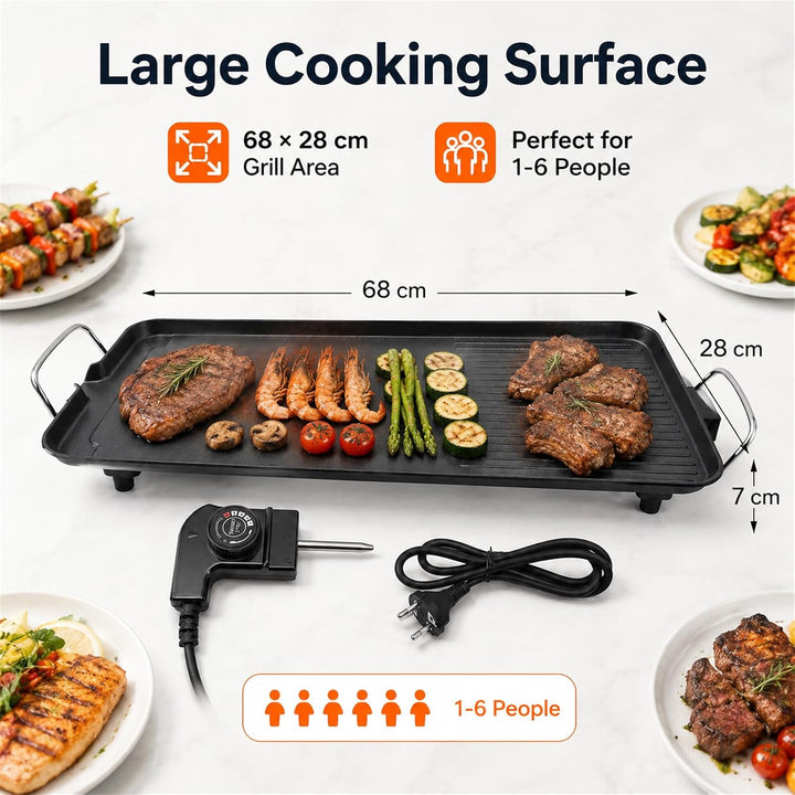 Elektrische Tischgrill Teppanyaki Grillplatte mit Antihaftbeschichtung, BBQ Tischgrill Extragrosse G
