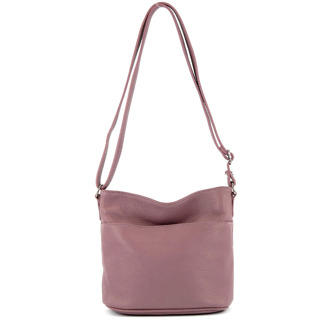 modamoda de - T198 - ital. Umhängetasche Klein Small aus Leder Altrosa, Altrosa