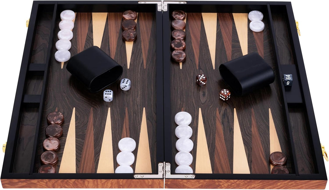 Engelhart- 250541 - Luxus-Backgammon 18 Zoll – Rosenholzfurnier, lackiert 18 Zoll Rosenholz, 18 Zoll
