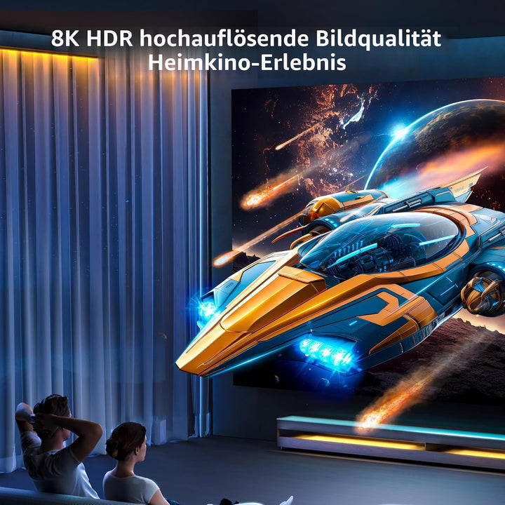 4K@144Hz HDMI 2.1 auf DisplayPort 1.4 Kabeladapter (1,8 m), 4K120Hz/8K unidirektionales aktives HDMI