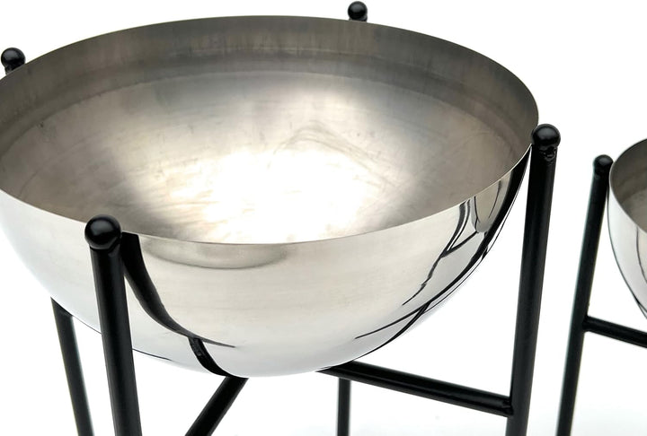 DanDiBo Blumenhocker Metall mit Topf Schwarz Silber 3er Set Blumenständer 96257 Blumensäule Modern P