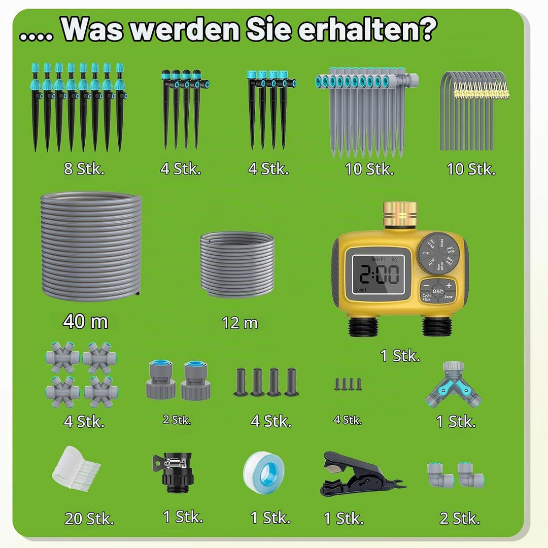 Bewässerungscomputer-Set mit Zwei Auslässen, Automatischer Bewässerungsregler mit Verschiedenen Trop