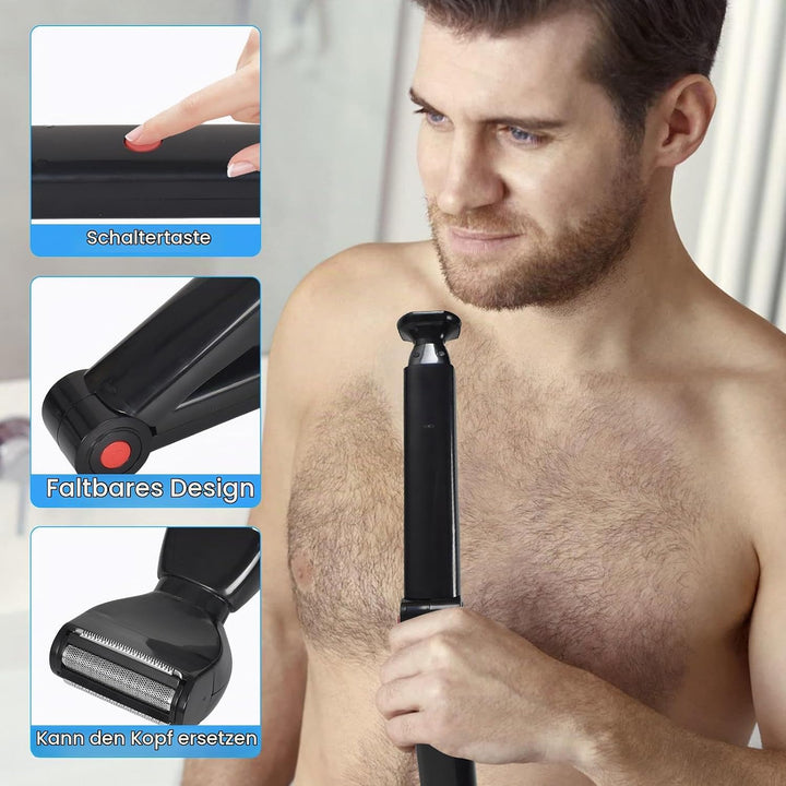 Rückenrasierer Herren Elektrisch, Körpertrimmer Herren, Haarschneider Körper Männer, Brust Trimmer,