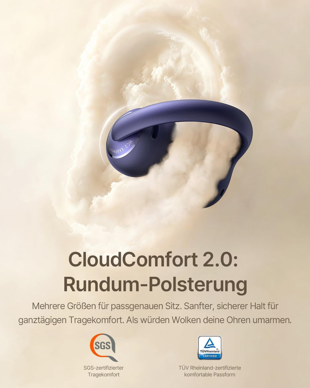 Baseus Bowie MC2 Open Ear Kopfhörer, Clip-On Earbuds mit CloudComfort 2.0, Hi-Res Audio, LDAC, Super