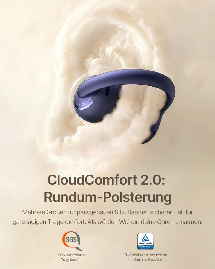 Baseus Bowie MC2 Open Ear Kopfhörer, Clip-On Earbuds mit CloudComfort 2.0, Hi-Res Audio, LDAC, Super